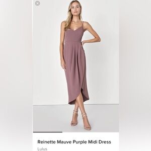 NWT Lulu’s Reinette Midi Cocktail Dress in Mauve Color size Medium